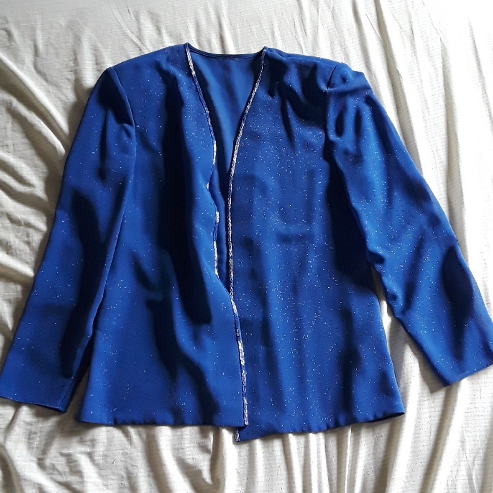 Glittery, purple, collarless blazer